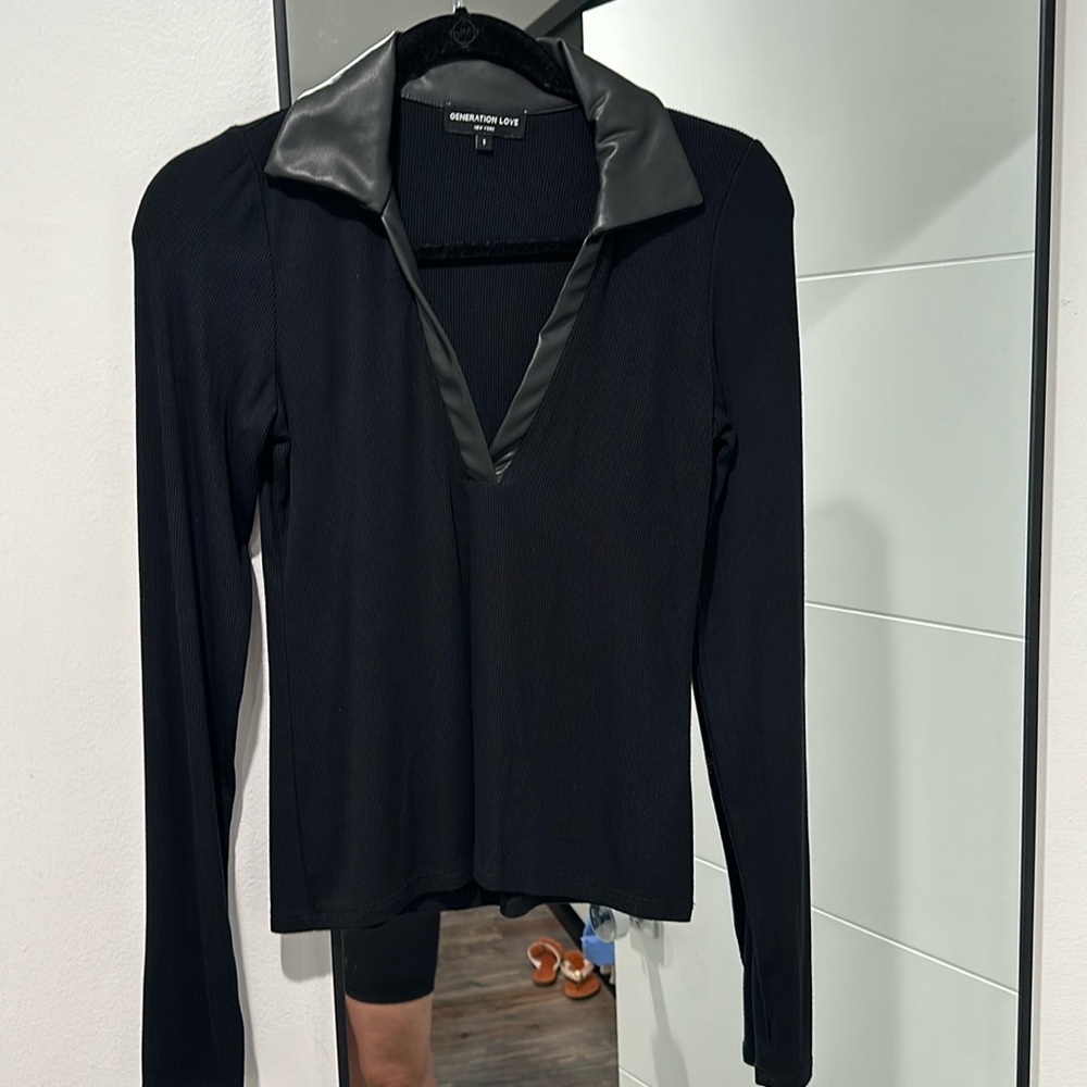 Generation Love top, leather collar and vneckline, excellent condition